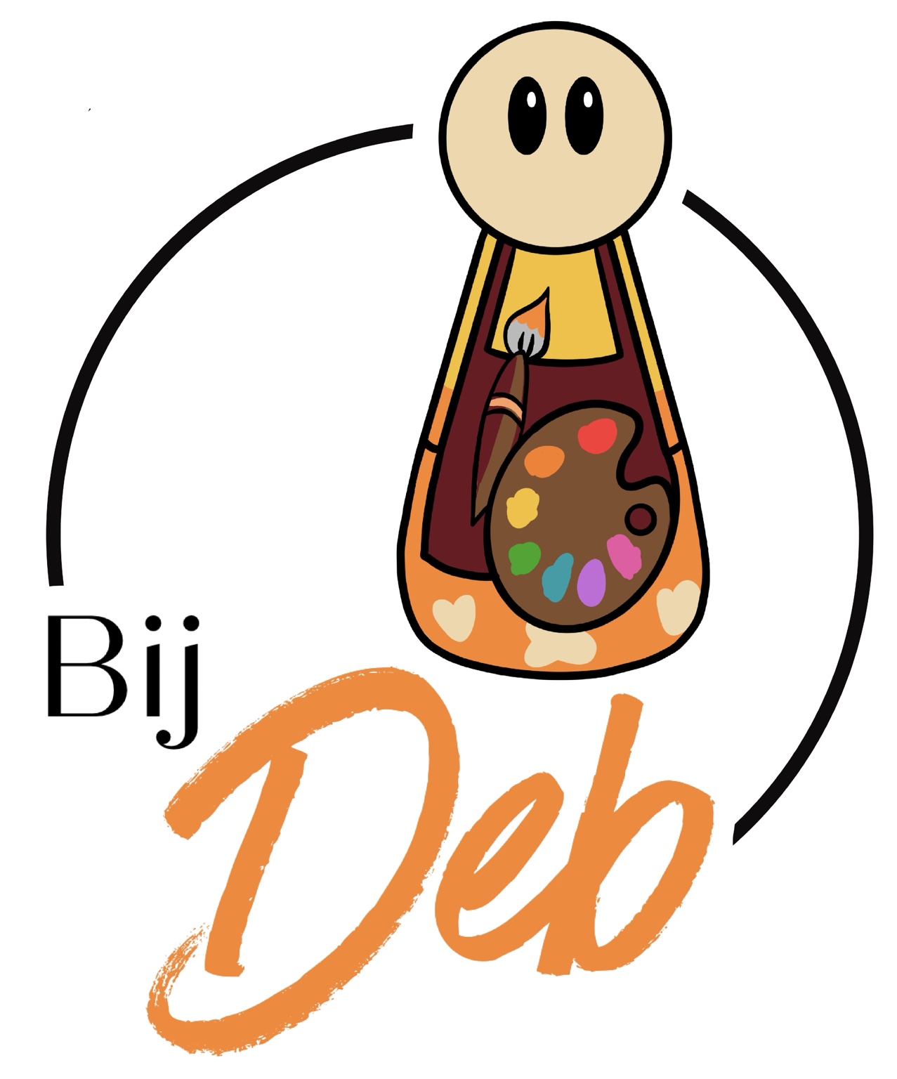 Officieel logo van Bij Deb met het volledige gele schilderpoppetje
